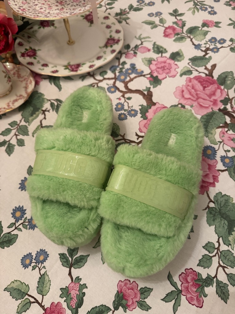 UGG Women's Fluffita platform slippers in parakeet green